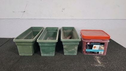 (3) Plastic Planters and 1" Plastic Cap Nails