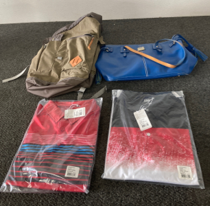 (2) New T-shirts, Dooney & Bourke Handbag, and Backpack.