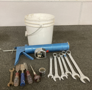 Assortment of Tools With Bucket