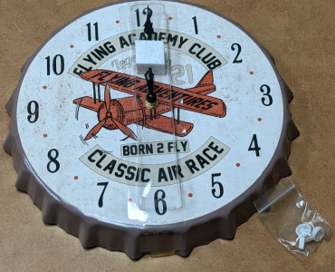 New 12" Flying Academy Club Bottle Cap Wall Clock