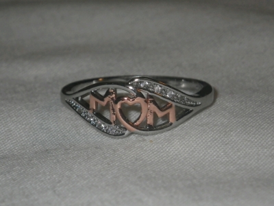 925 Silver + Rose Gold Mom Ring Size 10