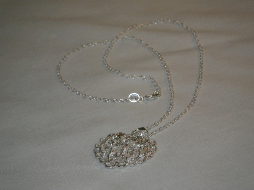 925 Necklace with Open Filigree Heart 20"