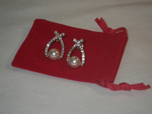 Rose Gold Tone Pearl Earrings