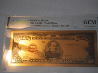 PMG Gem Grade Gold Certificate 24k