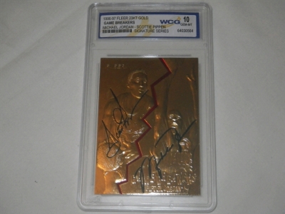 Jordan, Pippen 23K Gold Graded Card Signed