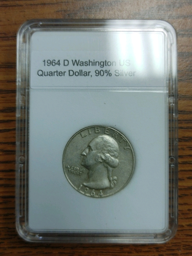 1964 D US Minted 90% Silver George Washington Quarter Dollar Coin