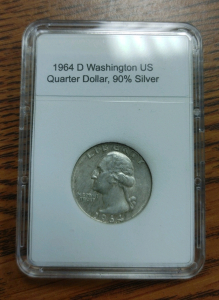 1964 D US Minted 90% Silver George Washington Quarter Dollar Coin