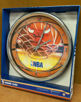 New Bulls Chrome Frame Wall Clock