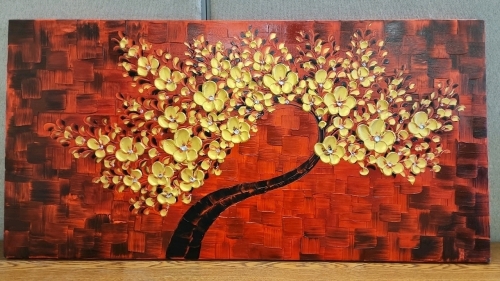 Red & Gold Blossom Tree Art