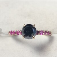 $2290 10K Black Diamond(1.25ct) Ruby(0.36ct) Ring