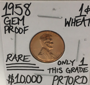 1958 PR70RD RARE GEM PROOF WHEAT PENNY