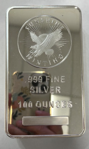 Sunshine Minting 100 Ounce .999 Fine Silver Bar