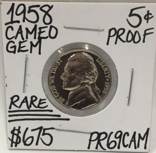 1958 PR69CAM RARE CAMEO GEM PROOF NICKEL