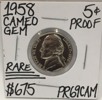 1958 PR69CAM RARE CAMEO GEM PROOF NICKEL