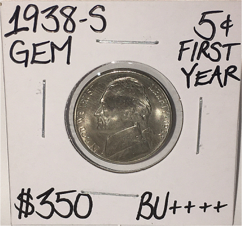 1938-S GEM BU++++ 1ST YEAR JEFFERSON NICKEL