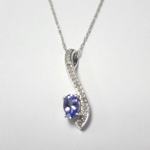 $1440 10K Tanzanite 18"(0.5ct) Diamond(0.2ct) Necklace