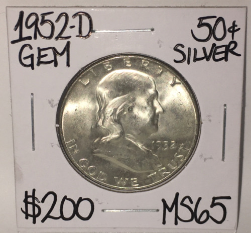 1952-D MS65 GEM FRANKLIN SILVER HALF DOLLAR