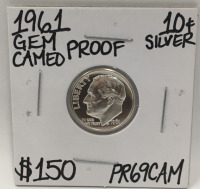 1961 PR69CAM CAMEO GEM PROOF SILVER DIME