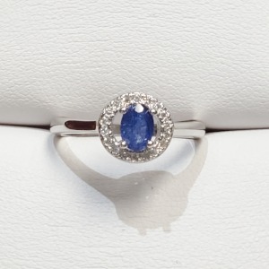 $160 Silver Sapphire(0.8ct) CZ Ring