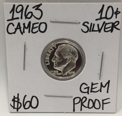 1963 GEM CAMEO PROOF SILVER ROOSEVELT DIME