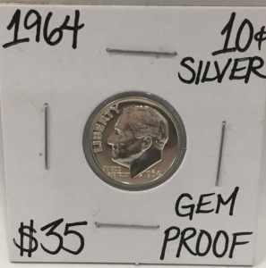 1964 GEM PROOF SILVER ROOSEVELT DIME