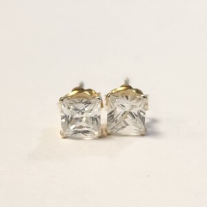 $200 9K Princess Cut Cz Earrings