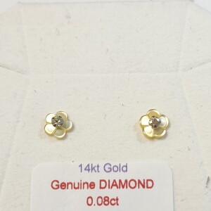 $300 14K Genuine Diamond 2In1 With Mother Of Pearl(0.08ct) Earrings
