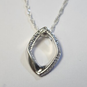 $300 Silver Diamond 16" Necklace
