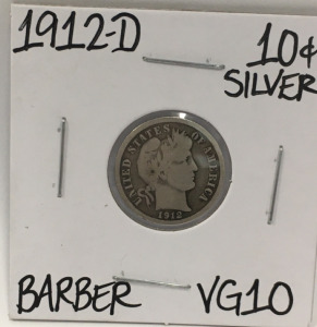 1912-D VG10 BARBER SILVER DIME