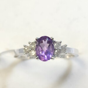 $1350 10K Amethyst(1ct) Diamond(0.2ct) Ring