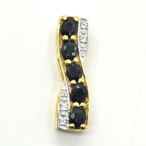 $100 Gold plated Sil Blue Sapphire White Topaz(0.9ct) Pendant