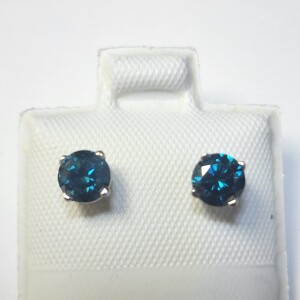 $3000 14K Blue Diamond Treated(0.9ct) Earrings