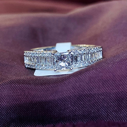 $7,300 Value - Platinum Mounted Diamond Ring - Sz 6 1/2