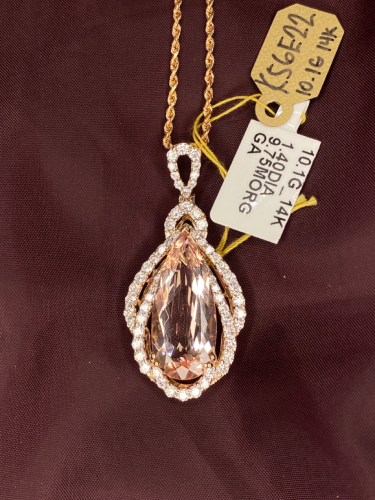 $14,820 Value - 14K Rose Gold, Morganite Beryl & Diamond Necklace