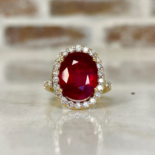 $6,495 Value - 14K Yellow Gold, Diamond & Treated Ruby Ring - Sz 6 1/4