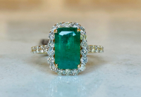 $5,970 Value - 14K Yellow Gold Diamond & Emerald Ring - Sz 6 1/2