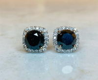 $7,590 Value - 14K White Gold Fancy Black Diamond Earrings