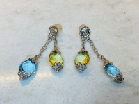 $2,165 Value - 14K White Gold Diamond & Topaz Earrings