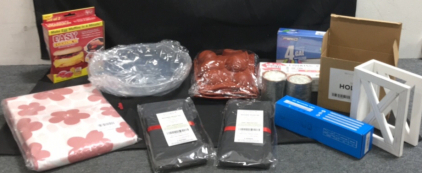 (100) Thicken Canning Lids, (2) Kitchen Up Reusable Straw Sets, (3) Chocolate Molds, (1) Vinyl Flannel Backed 60&rdquo; x 84&rdquo; Table Cloth, (1) Vented Microwave Splash lid, (1) Easy Eggwich Microwave Egg Cooker, (2) Boxes Of Kaulus Cooking Paper, (150) Furio 4-G