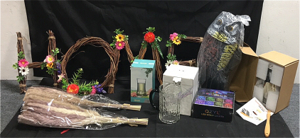 (1) QZYL 75&rsquo; LED Light Strip, (1) Sourdough Starter Jar Kit, (1) Owl Scarecrow, (1) Japanese Beer Glass, (1) Japanese Tea Cup, (1) Decorative Sign That Spells Out &ldquo;Home&rdquo;, (2) Bundles Of Dried Pampas Grass