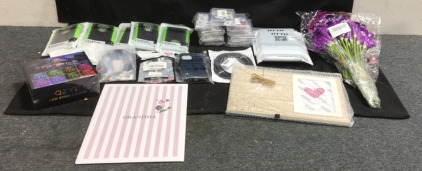 (1) QZYL 75&rsquo; LED Light Strip Set, (6) Dakoiz Cell Phone Cases, (9) Packs Of (48) Animal Crossing Game Cards, (1) 6&rsquo; Xbox Cord, (2) Otto Leather Case for Fire Tablet, (1) Rustic Wood Picture Frame, (40) Mandy&rsquo;s Artificial Grape Calla Lillies