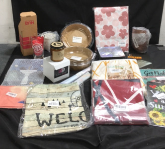 (1) QZYL 75&rsquo; LED light Strip (2) Packs Of Airfryer Filters (1) Define Design Relaxing Scented Candle (2) New Themed Glasses (4) Wood Cups (1) Kids Wall Tapestry (2) Throw pillowcases and more