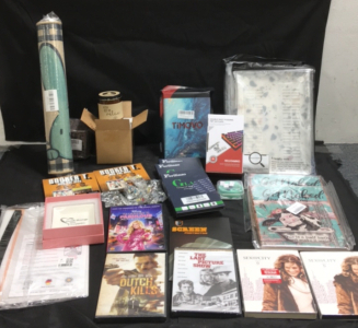 (1) Body Fitness Tracker Watch, (2) Season 6 Of Sex And The City, (3) New DVD Movies, (2) Booker T Music CDs, (1) Hk Gaming Double Shot Pudding PBT Keycaps, (3) Ferilinso Screen Protectors, (6) Crystal Window Hanging Decorations, (1) Alexa Relaxing Candle