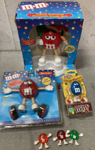 M&M Talking Animated Christmas Candy Dish, M&M Mini Radio, M&M Watch And Mini Figures