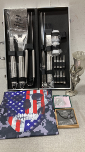 BBQ Grilling Set, Goblet, Cross Necklaces And Neck Gaiters