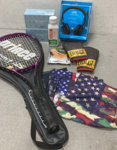 Everlast Gloves, Leg Slimming Foot Bath, Booty Bands, Neck Gaiters, Tennis Racket, Head Set And MCT Oil