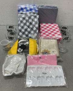 Table Cloths, Mugs, Cups, Silicone Molds And Spill Proof Lids