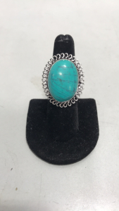 Beautiful Silver Turquoise Ring .925 Size 7-1/2