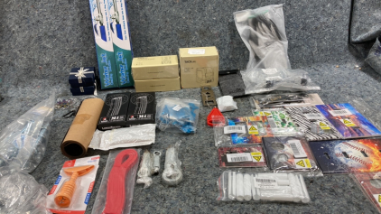 Tack Life Cross Line Lazer-(2) Laser Distance Meter-(2) Key Chain Cement Screws and More