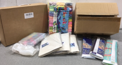 (2) Pack of Super Clay, Loom Bands Kit, Beading Kit, (3) Diamond Painting Kit, (3) Paint by Numbers Kits, Box of 24 Light Bulb Jars, Hand Shaped Mold